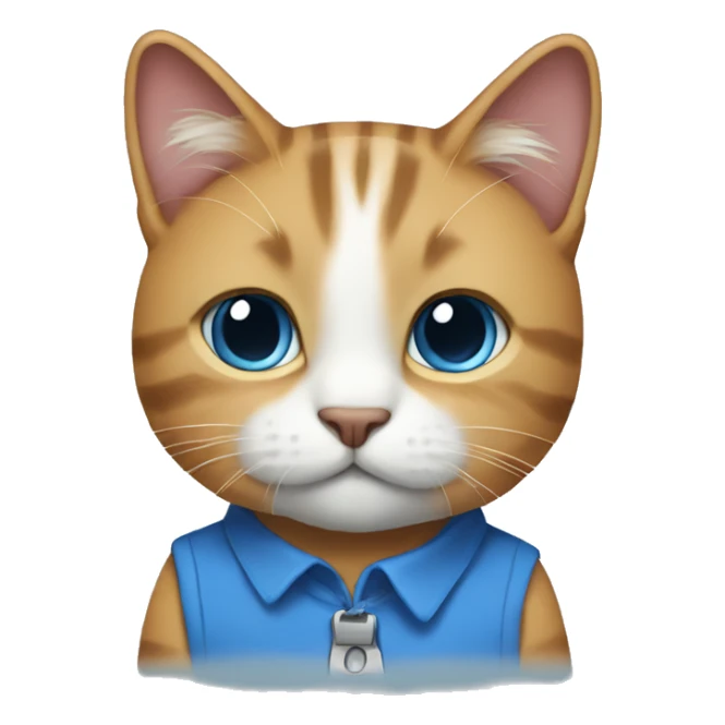 I cat wearing a blue shirt  sticker