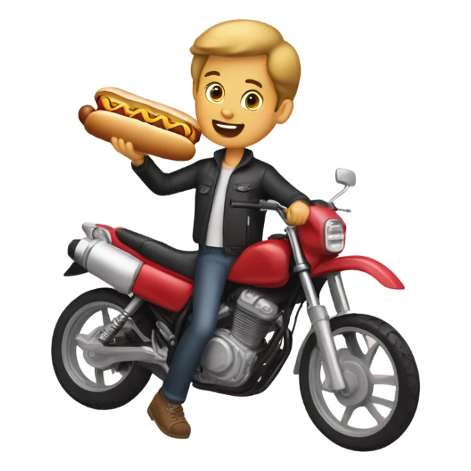 Boy with Yamaha holding a hot dog with two hands putting it in his mouth sticker