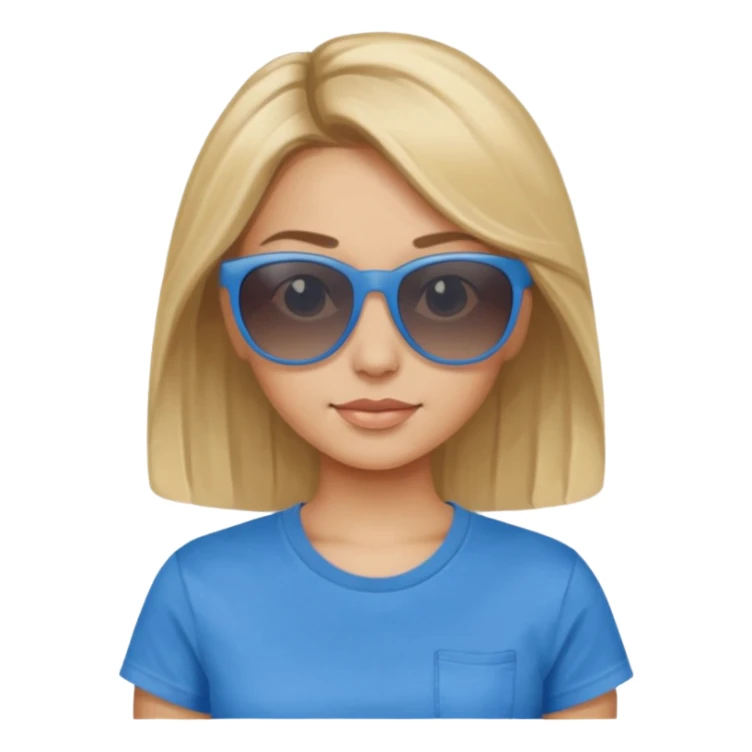 darkest blonde with highlights in blue cute t-shirt and sunglasses  sticker