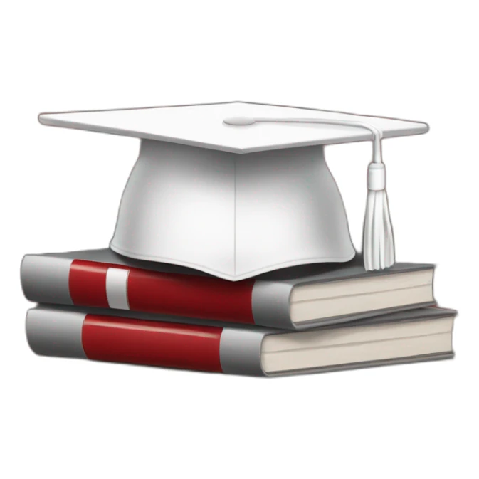 White Student cap with red medical cross On a stack of books sticker