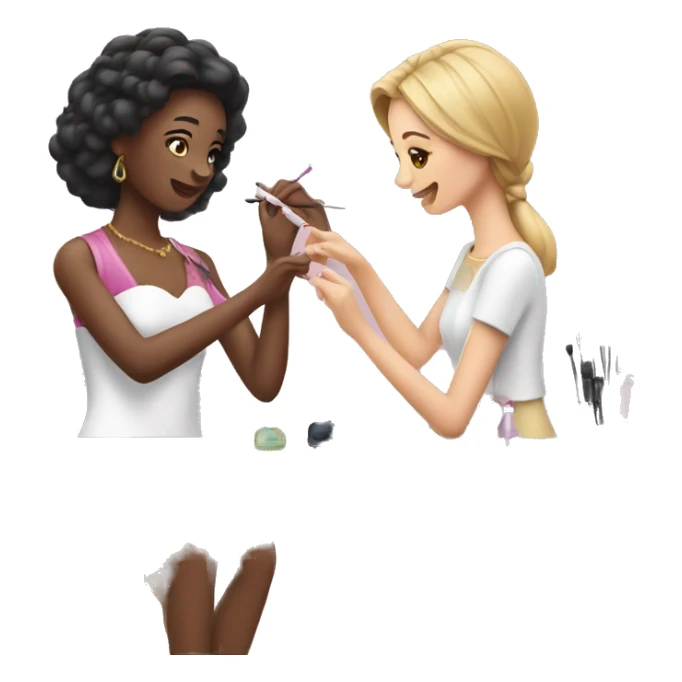 woman doing a manicure to another woman sticker