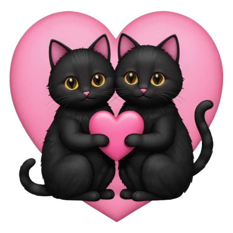 two black cats love, pink heart sticker