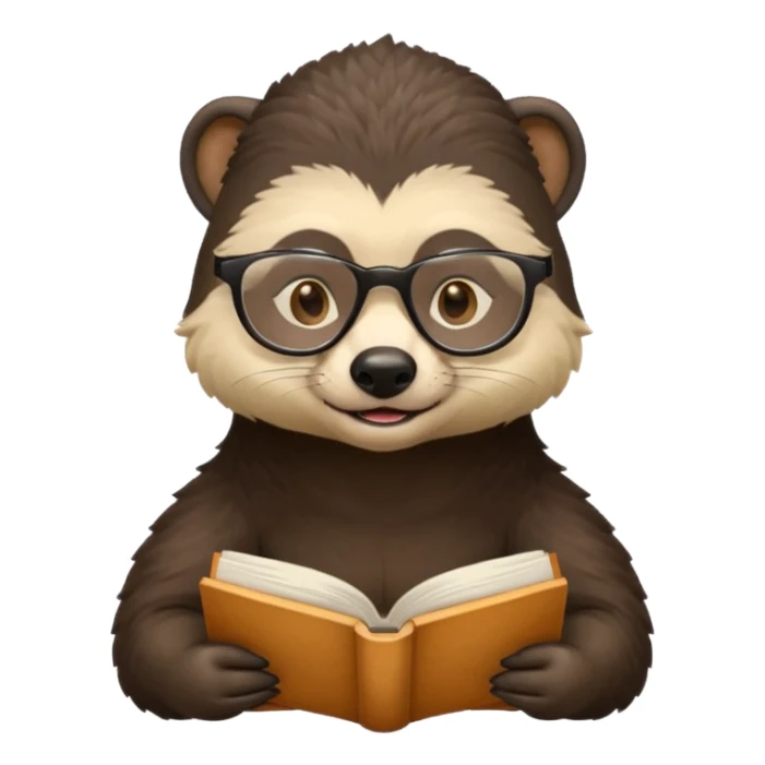 kitap okuyan gözlüklü bal porsuğu sticker