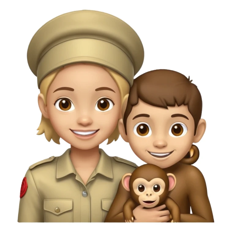 Light skin girl with monkey boy sticker