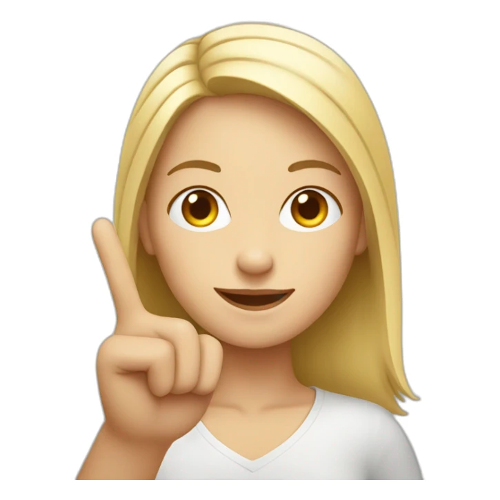 white woman shows peace with two fingers sticker