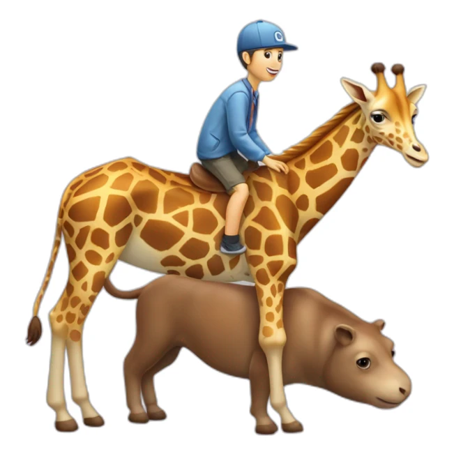 Girafe sur un hippopotame sur un chat sur un chien sticker