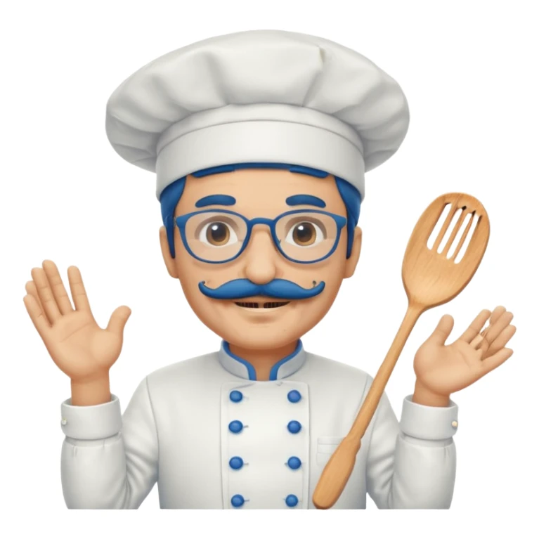 italian chef, blue, with mustace, wearing glasses sticker