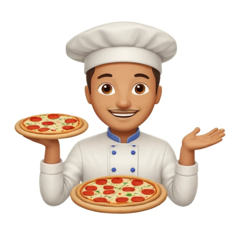 smiling Italian chef spinning pizza dough sticker