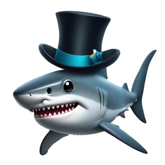 Shark with a top hat sticker