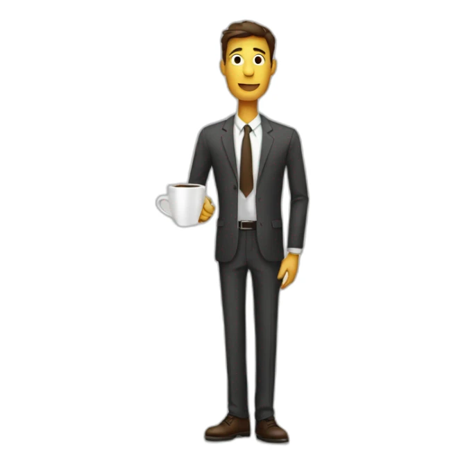 office employee staying tall with coffee sticker