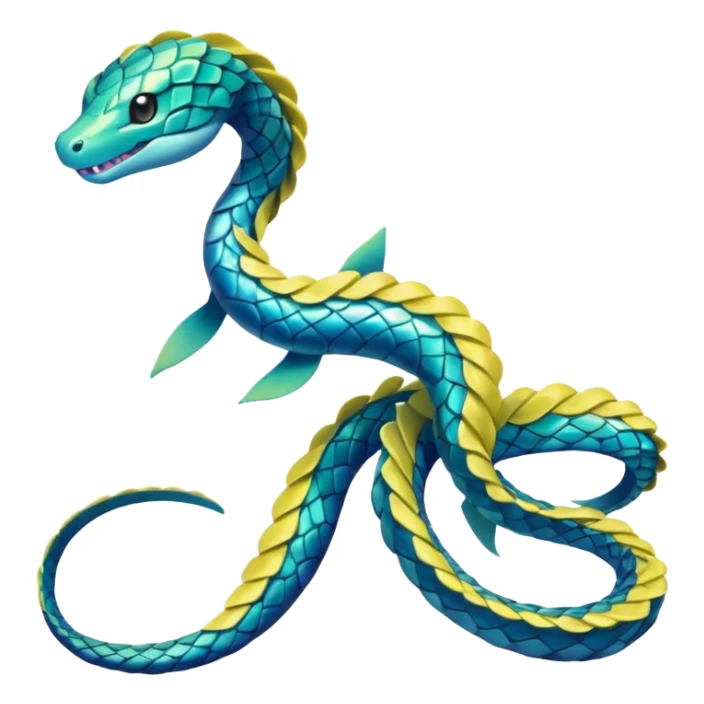 Sleek Serpentine Aquatic Ribbon-bodied Elegant Pokémon-Fakémon-Digimon-Creature, (full body) sticker