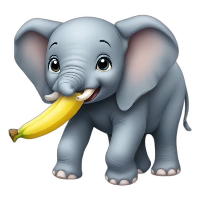 the baby elephant eats a banana sticker