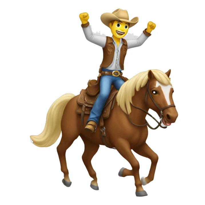 White Cowboy riding horse happy cheering sticker