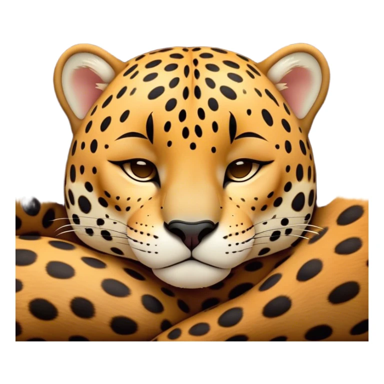 Meme-Worthy cute Sleeping Jaguar Portrait Emoji, Head resting peacefully with a contented smile, showcasing a luxuriously patterned Fur and eyes gently closed in serene slumber, Simplified yet hilariously adorable features, highly detailed, glowing with a soft, drowsy wild light, high shine, relaxed and utterly lovable, stylized with an air of playful laziness, bright and heartwarming, soft glowing outline, capturing the essence of a sleeping jaguar that feels destined to become the next viral sensation of adorable rest! sticker