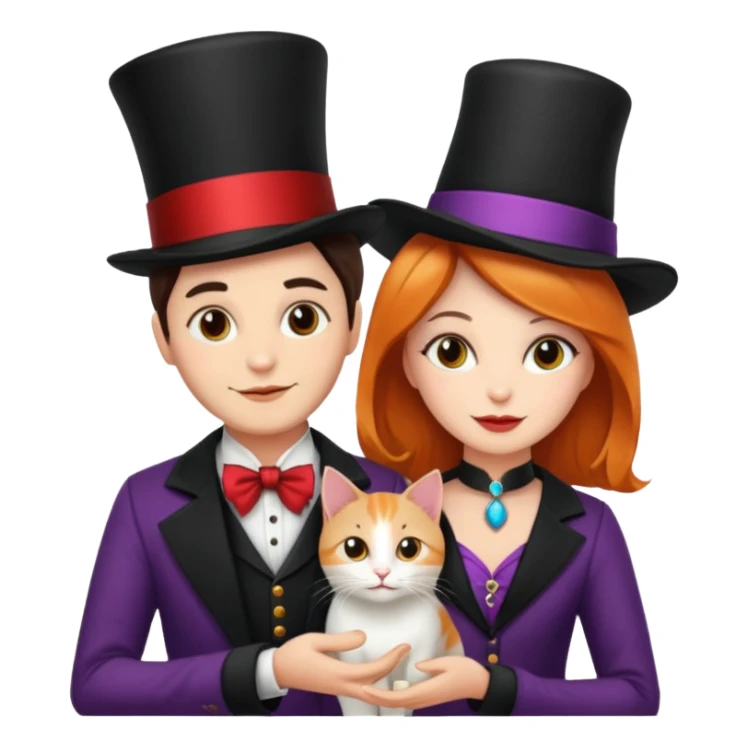 magician couple and their pet cat sticker