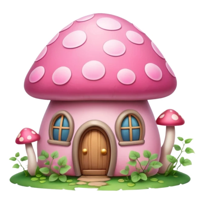 Pink girly mushroom house covered in vines sticker