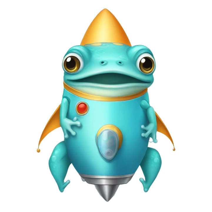hand drawn cartoon baby blue frog on a rocket  sticker