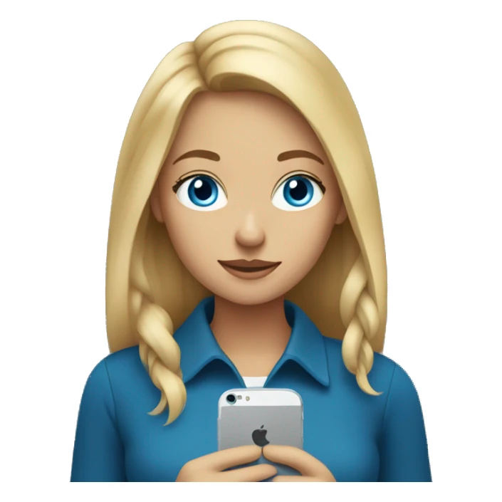 Dark Blonde girl with blue eyes with a phone in her hand sticker