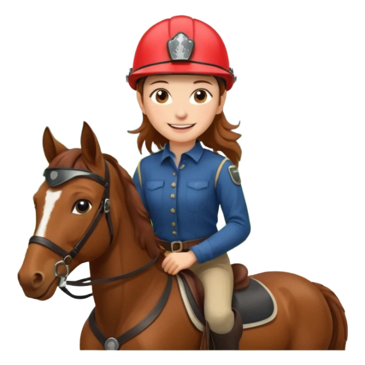 brown haired girl on a cheatnut hporse smiling' sticker