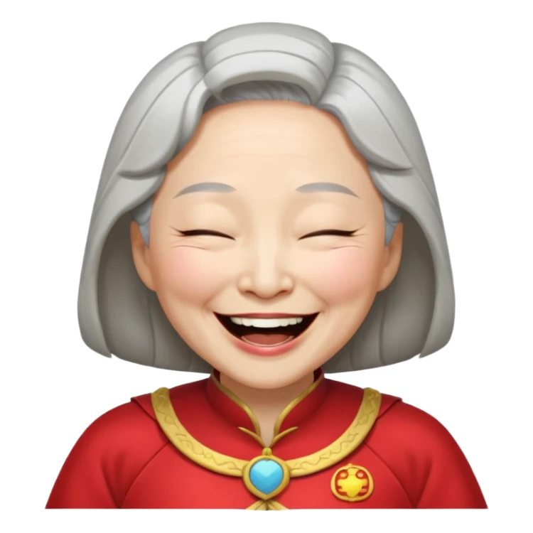 old Chinese superwoman laughing with closed eyes sticker