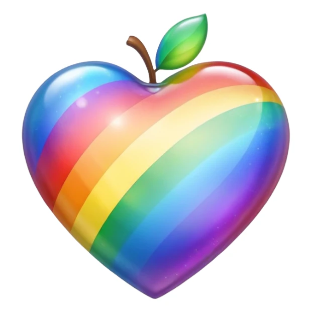 rainbow pride heart with soft rainbow aura, apple emoji style, no text sticker