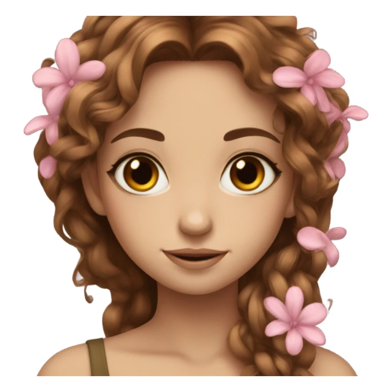 Beautiful fairy brown hair flowers sticker