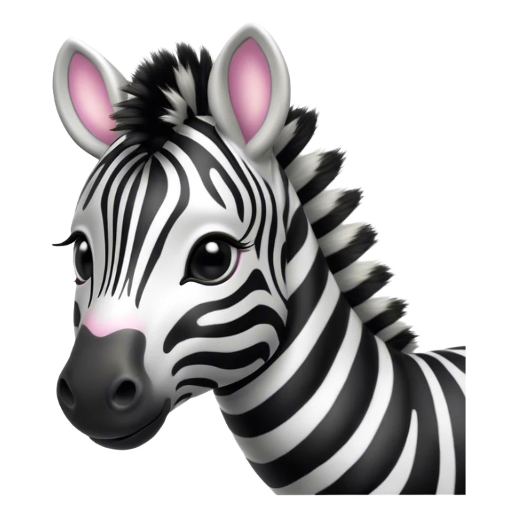 Cinematic Cute Zebra Portrait Emoji, Head tilted playfully and inquisitively, featuring a glossy, intricately striped Fur of black and white with round, sparkling eyes filled with curious wonder, Simplified yet irresistibly adorable features, highly detailed, glowing with a warm, friendly glow, high shine, affectionate and spirited, stylized with a touch of savannah whimsy, bright and endearing, soft glowing outline, capturing the essence of a mischievous yet loving zebra, so playful it feels like it could prance out of the screen and into your arms! sticker