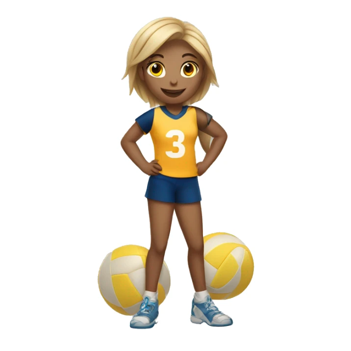 A girl playing volleyball with a number three in his t shirt  sticker