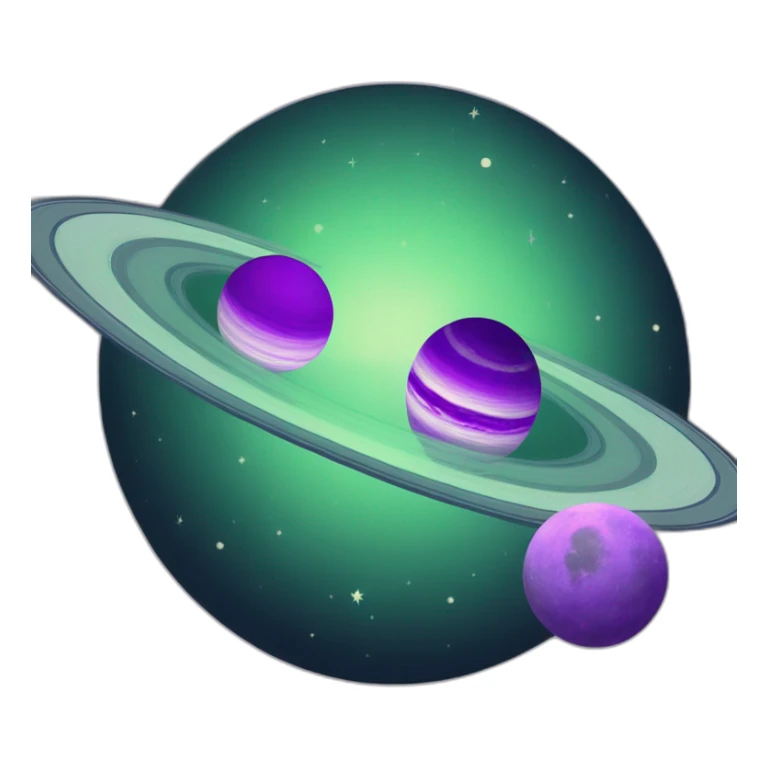 green planet with purple saturn rings with grey moon sticker
