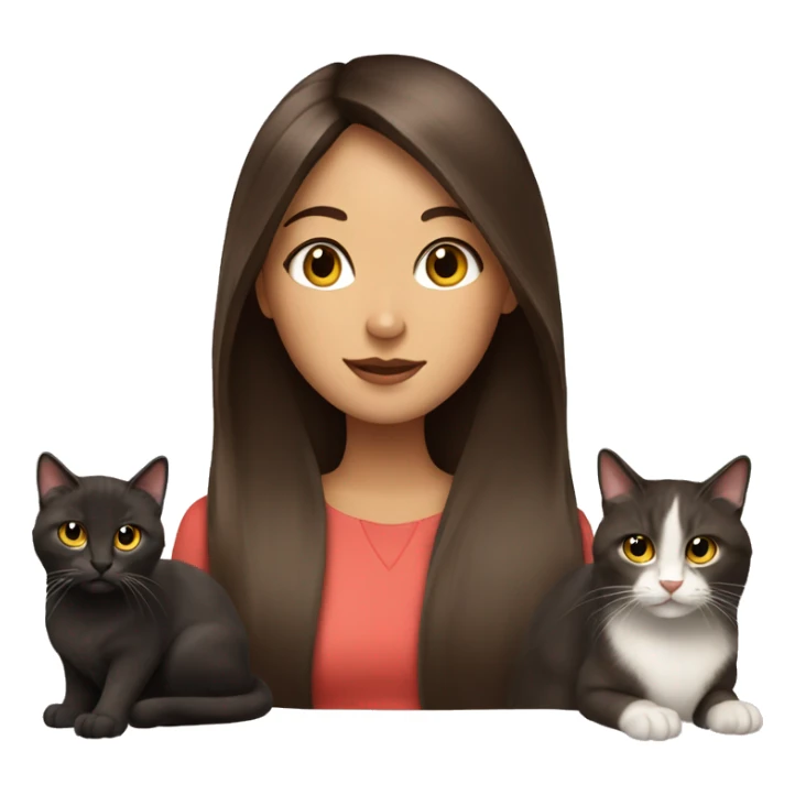 Two long hair brunette girls with three cats sticker