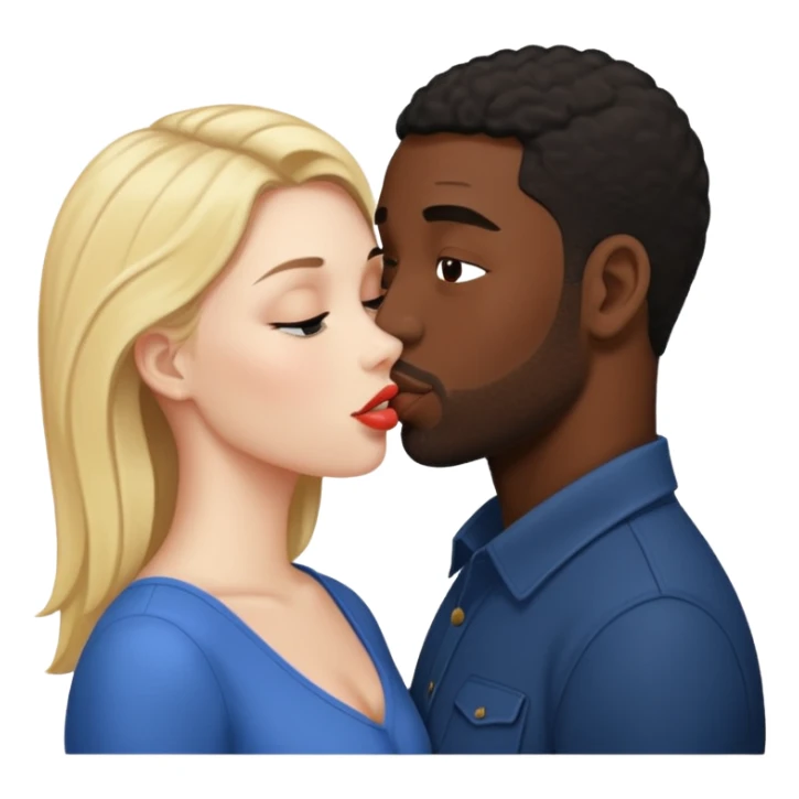Femme blanche et homme noir qui s’embrasse sticker