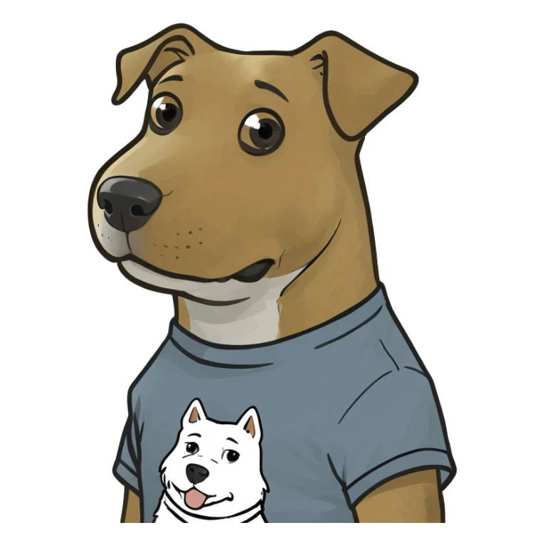 dog wearing a t-shirt sticker