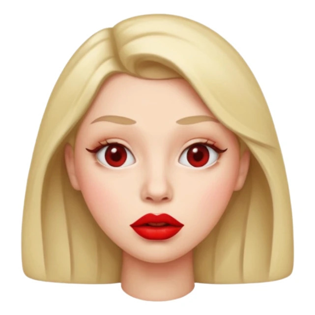 Confused face with big lips and lipstick sticker