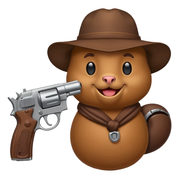 Une moto avec une tête de caca qui sourie avec un pistoler sticker