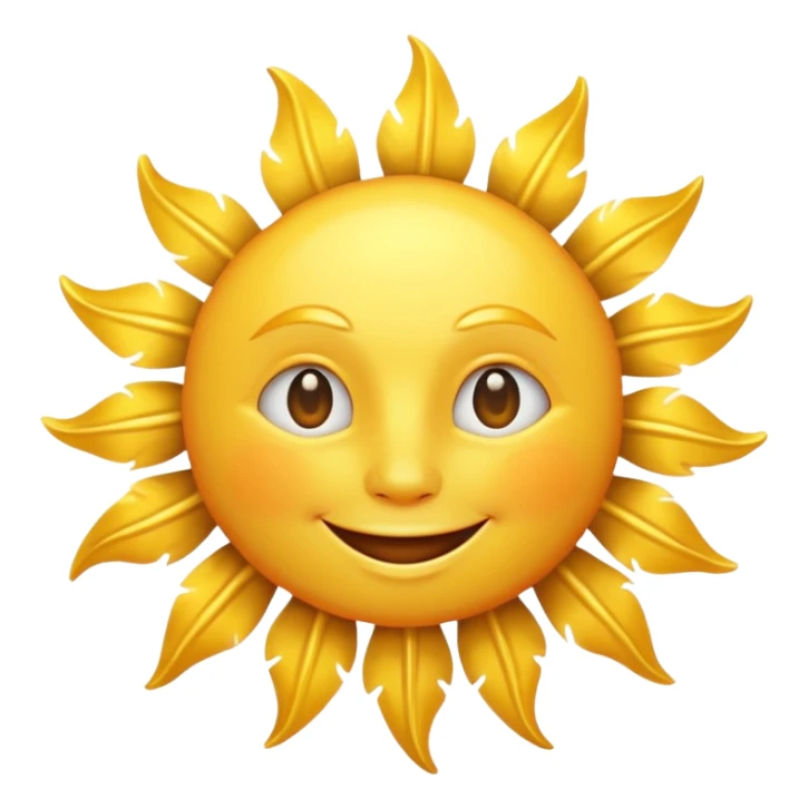 A smiling sun emoji, bright yellow with rays, simple and cheerful. sticker