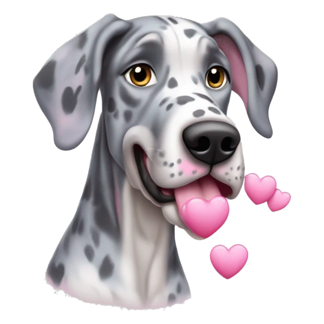 Blue Merle Great Dane with pink hearts  sticker
