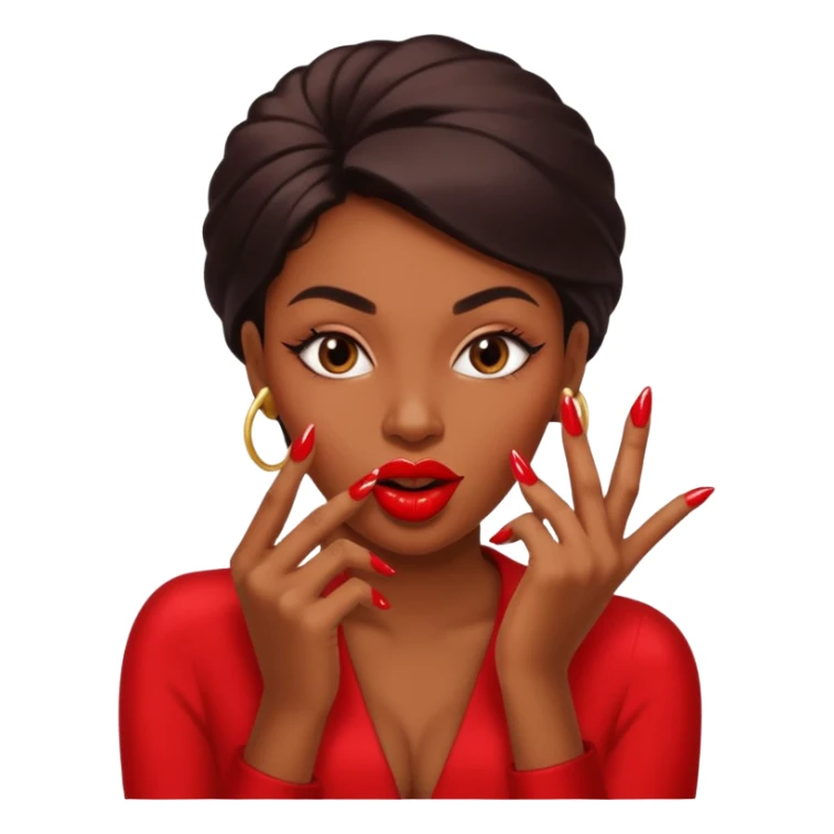 Big lips long nails bestie circle head biting her 1 nail sticker