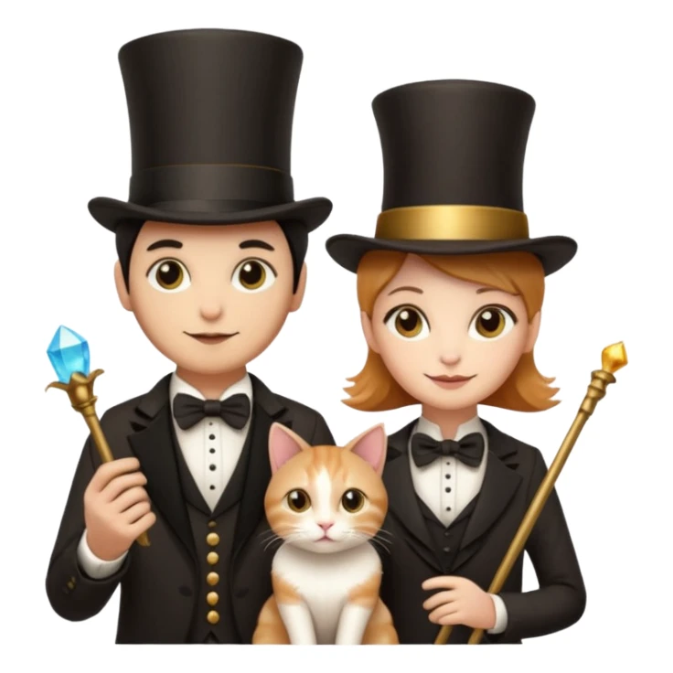 magician couple and their pet cat sticker