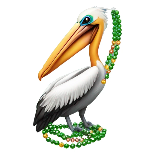 Pelican wearing Mardi Gras beads sticker