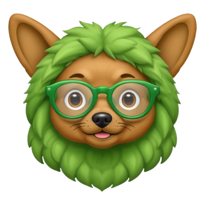 alien dog with folded ears green, wearing glassess sticker