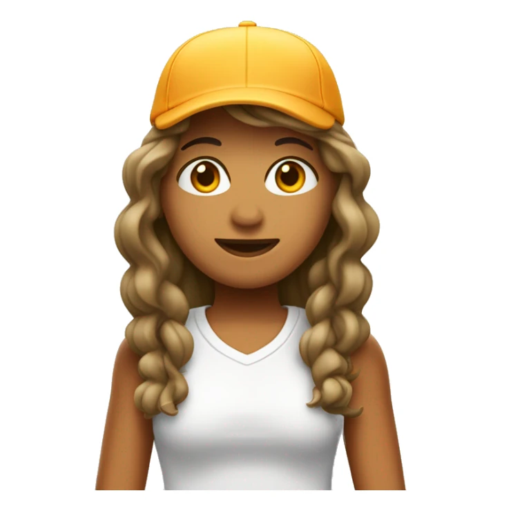 Emoji frustrada: Chica con gorra de tenis, cabello claro, pestañas grandes y de piel clara.  sticker