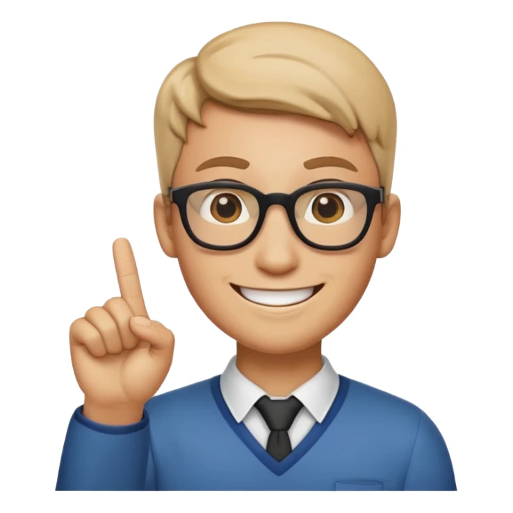 Nerd emoji with a finger in the air sticker