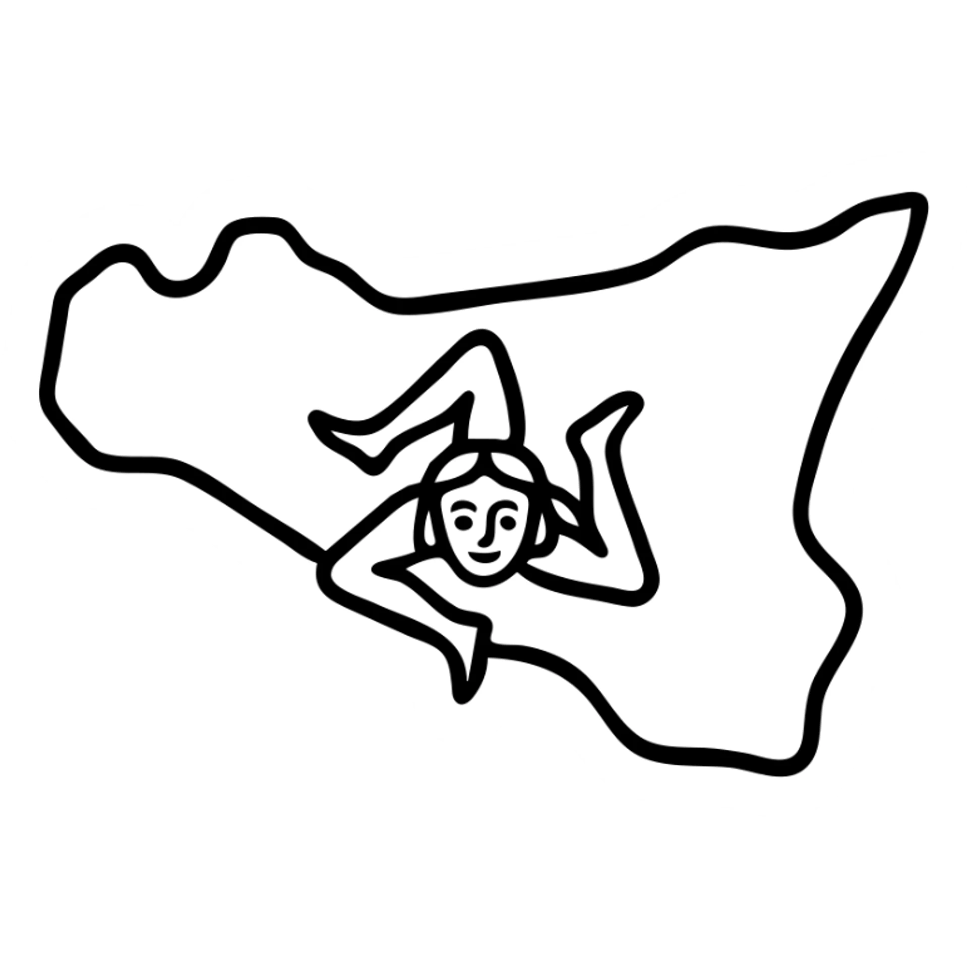 minimalist Sicily logo, incorporating the Trinacria symbol, elegant and simple sticker