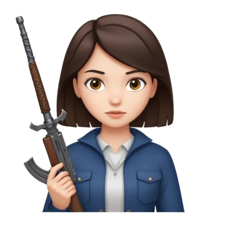 Fille brune clean girl avec une arme  sticker