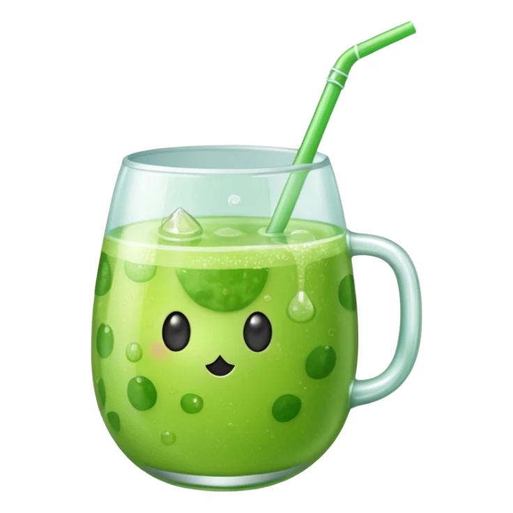 small cup of bubbly green melon soda with a straw, no fruit sticker