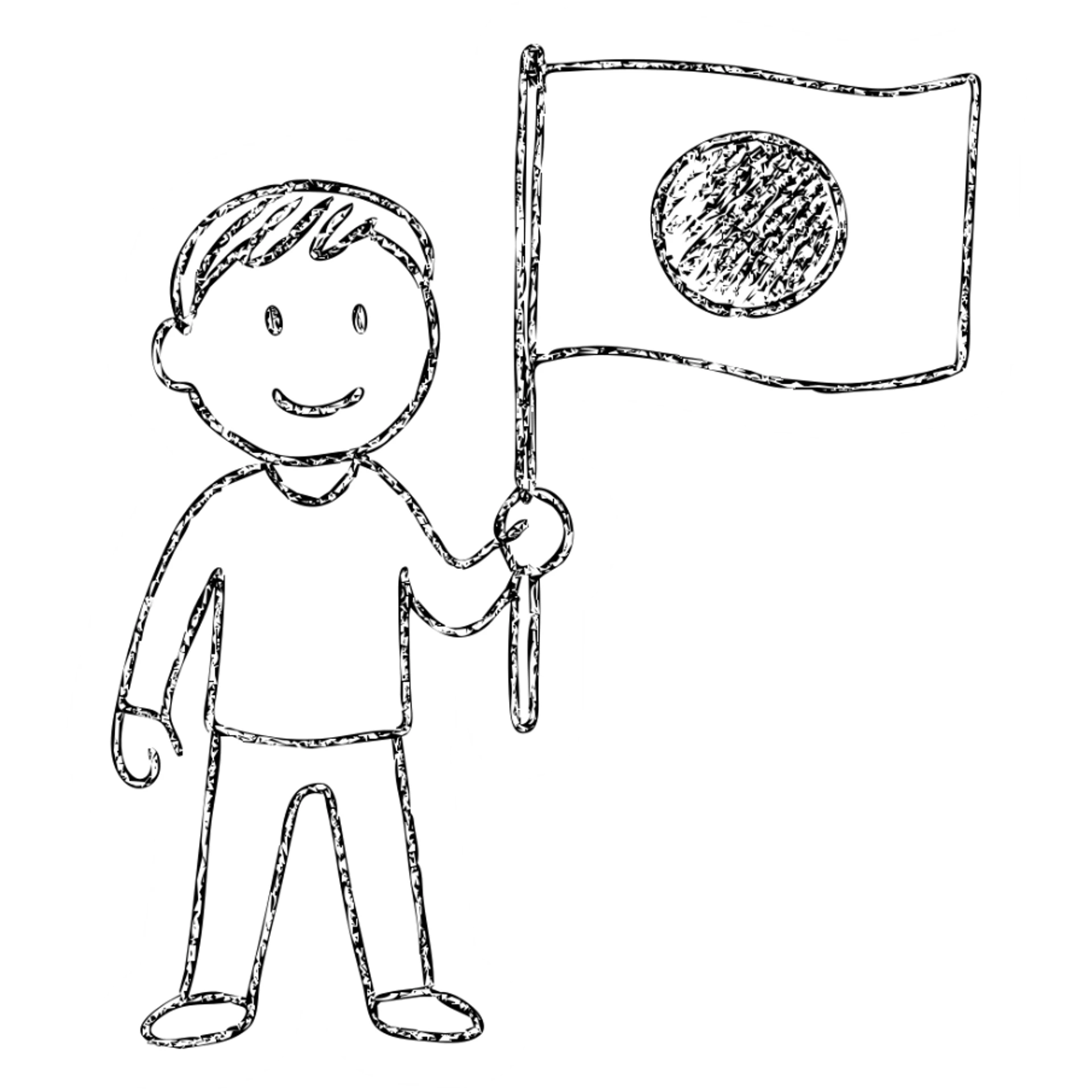 person with Japanese flag sticker