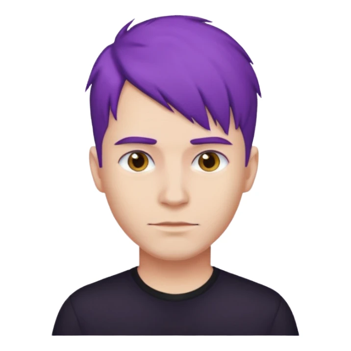 man with purple hair and black shirt sticker