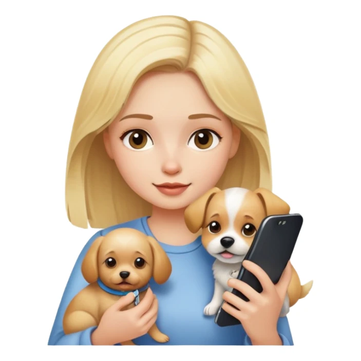 blonde girl holding dog and phone  sticker