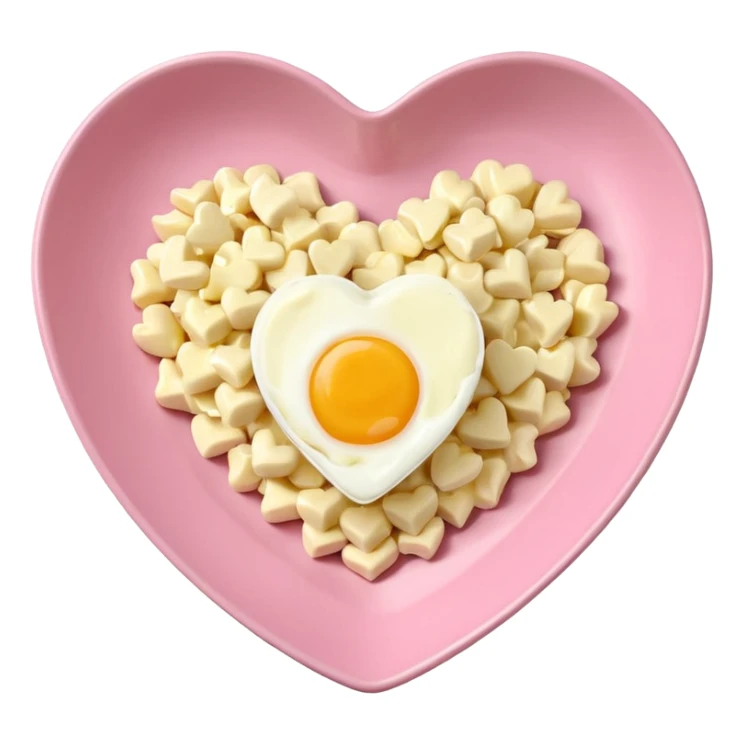 egg salad in a light pink heart shaped plate sticker