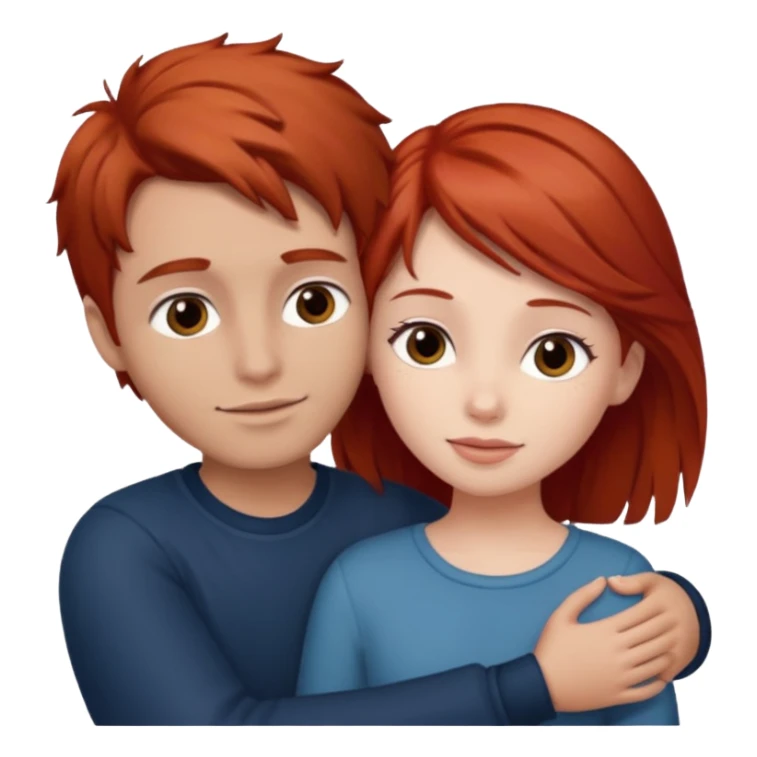 Red haired girl with brown hair boy romance sticker